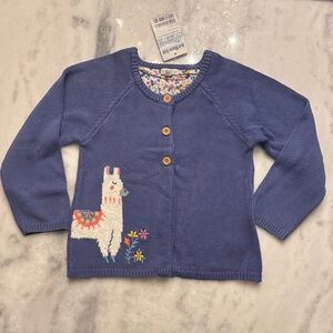 Jojo Maman Bebe Blue Llama 🦙 Cardigan girls size 5-6